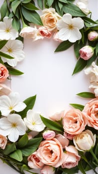 Frame surrounded by spring flowers. High quality photo