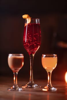 A beautiful bright cocktail. Restaurant. Delicious and beautiful