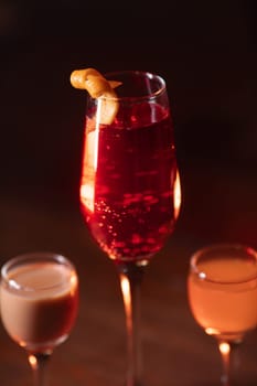 A beautiful bright cocktail. Restaurant. Delicious and beautiful