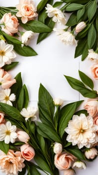 Frame surrounded by spring flowers. High quality photo