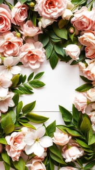 Frame surrounded by spring flowers. High quality photo