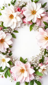 Frame surrounded by spring flowers. High quality photo