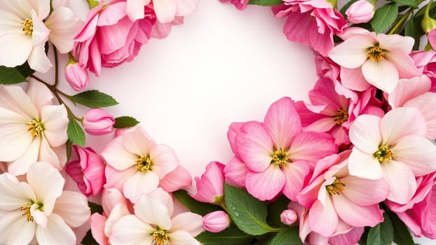 Frame surrounded by spring flowers. High quality photo