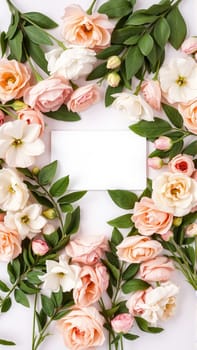 Frame surrounded by spring flowers. High quality photo