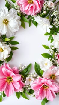 Frame surrounded by spring flowers. High quality photo