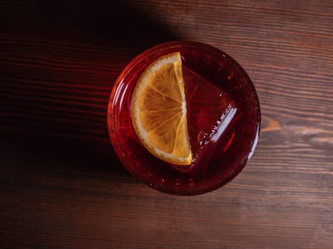 A beautiful bright cocktail. Restaurant, a glass with a drink is on the table.