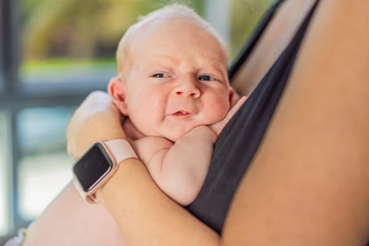 A mother lovingly embraces her newborn baby, holding them close to her chest. A tender moment of warmth, security, and deep maternal love, symbolizing bonding, comfort, and the unbreakable connection between mother and child.