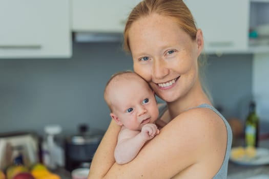 A mother lovingly embraces her newborn baby, holding them close to her chest. A tender moment of warmth, security, and deep maternal love, symbolizing bonding, comfort, and the unbreakable connection between mother and child.