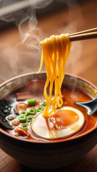 Pan-Asian soups, a combination of bright aromas, rich broths and a harmony of flavors that reflects the culture of Asia. High quality photo