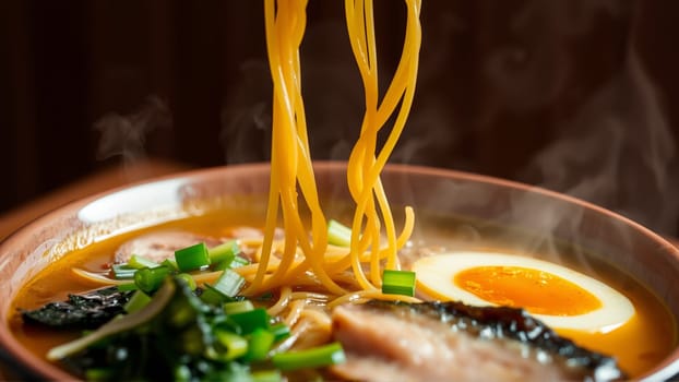 Pan-Asian soups, a combination of bright aromas, rich broths and a harmony of flavors that reflects the culture of Asia. High quality photo