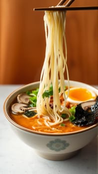 Pan-Asian soups, a combination of bright aromas, rich broths and a harmony of flavors that reflects the culture of Asia. High quality photo