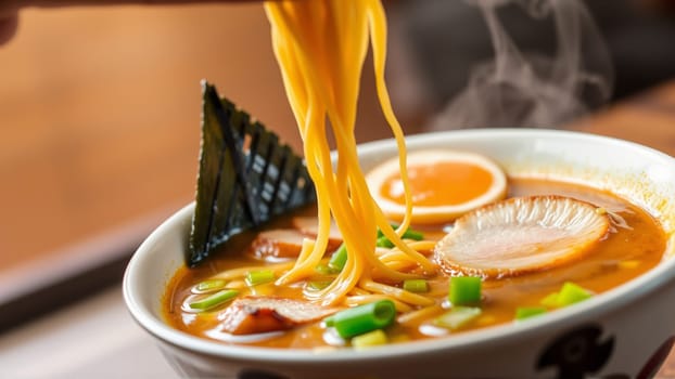 Pan-Asian soups, a combination of bright aromas, rich broths and a harmony of flavors that reflects the culture of Asia. High quality photo