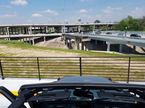 Interchange in Houston, View from Vehicle with Top Down in Spring. High quality photo