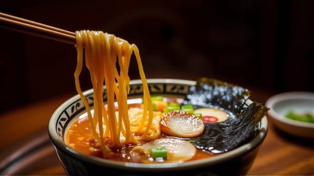 Pan-Asian soups, a combination of bright aromas, rich broths and a harmony of flavors that reflects the culture of Asia. High quality photo