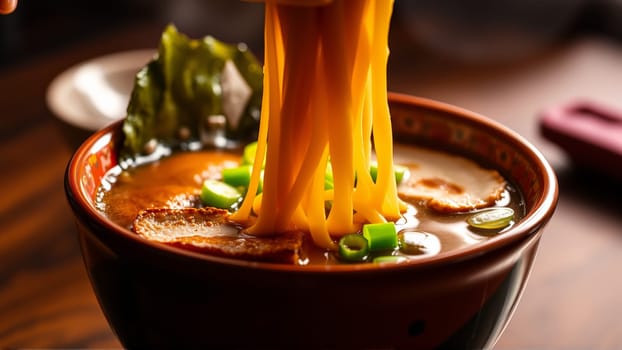 Pan-Asian soups, a combination of bright aromas, rich broths and a harmony of flavors that reflects the culture of Asia. High quality photo