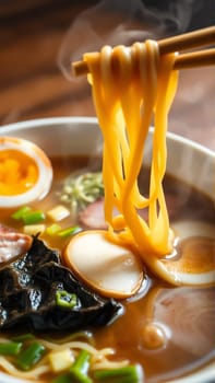 Pan-Asian soups, a combination of bright aromas, rich broths and a harmony of flavors that reflects the culture of Asia. High quality photo