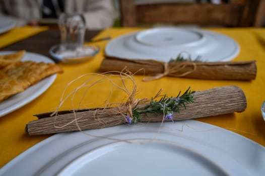 Natural materials and vibrant colors create a warm dining atmosphere for guests to enjoy delicious meals.