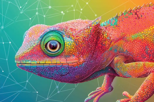 This stunning image features a vibrant chameleon with intricate textures and colors set against a captivating abstract background. Perfect for wildlife themes.