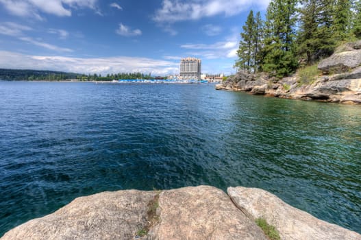 The view of Coeur d'Alene lake and the resort from Tubbs Hill.