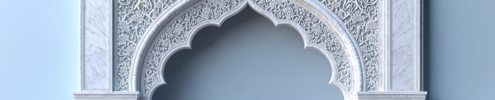 White marble arch in traditional Islamic style for cultural and architectural design.