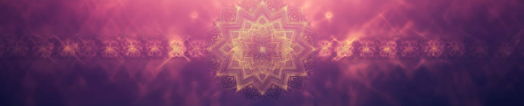 Abstract deep purple and gold mandala pattern with geometric symmetry for artistic design.