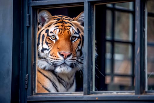 very large solitary cat with a yellow brown coat striped with black, native to the forests