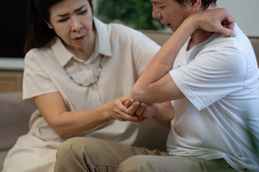 An elderly couple provides emotional support during health challenges, demonstrating love and care for each other.