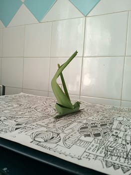 miniature yacht sailboat made from reed sheet