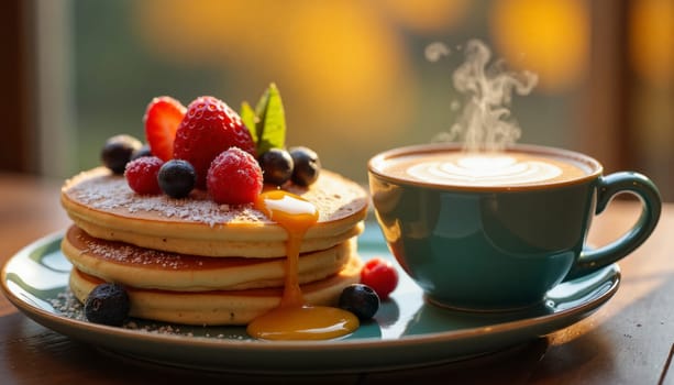 Breakfast with pancakes
