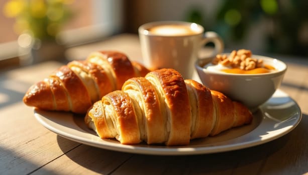 Breakfast with croissants