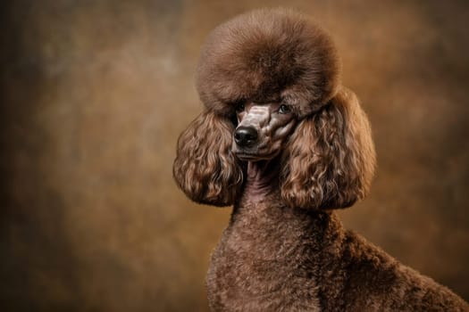 A beautifully styled dog showcases a stunning grooming job and unique fur design.
