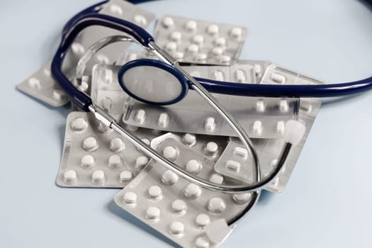 A bunch of pills in blister. Prescription medication. High quality photo