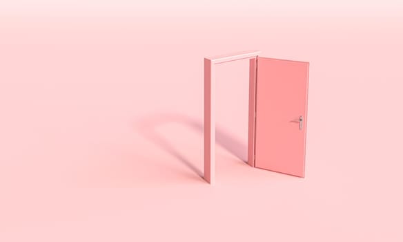 open pink door 3d background, representing new opportunities