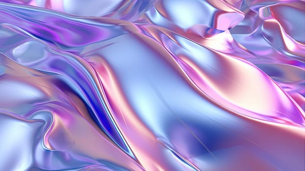 Abstract holographic waves on the iridescent background. Generated AI