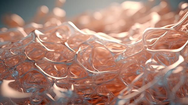 Scientific abstraction with futuristic textured tissue waves. Tech background with close-up wave bio texture. Generated AI