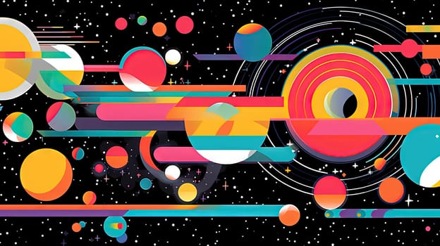 Abstract background with geometric shapes in retro minimalistic style with flat colors. Generated AI