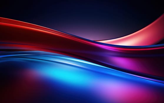 Vibrant abstract blue and red waveform with fluid motion and colorful gradients. Generated AI