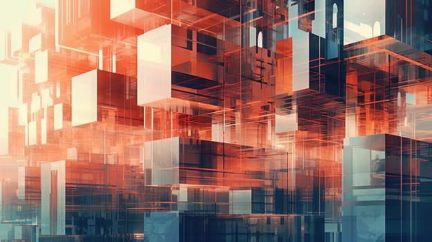 Abstract background with structure of cubes. Colorful cubes texture for technology backdrop. Generated AI