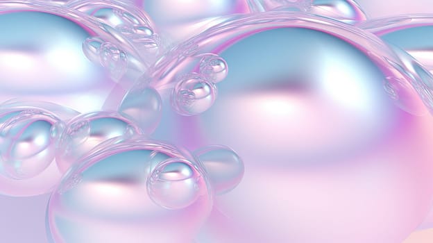 Abstract background with soft bubbles in pink and blue light. Holographic bubbles backdrop. Generated AI