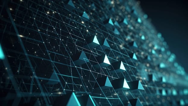 Abstract background with structure of neon triangles and technology style. Generated AI