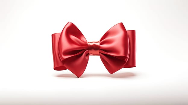 Red bow with ribbon isolated on white. Generated AI