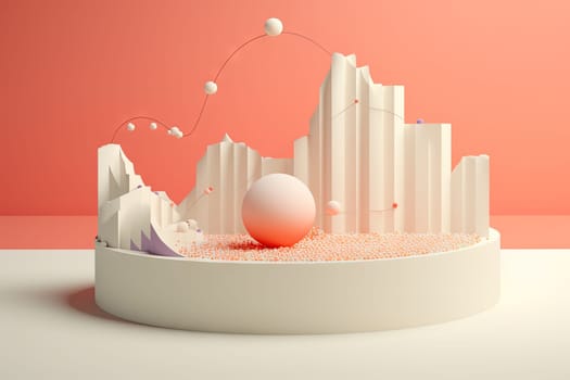 3D business graph with organized bars and information blocks. Abstract infographic element. Business growth and development to success concepts. Generated AI.