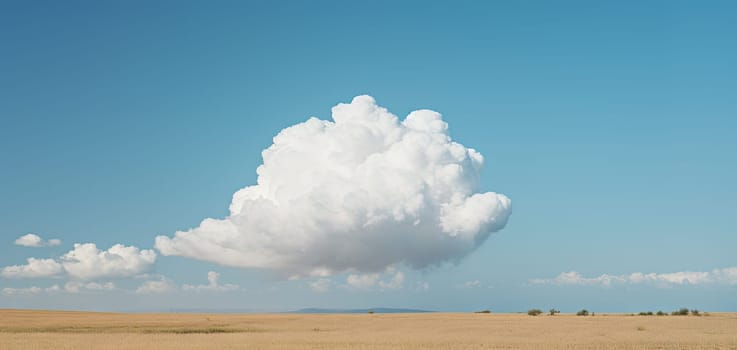 Single white cloud alone in the blue sky. Generated AI