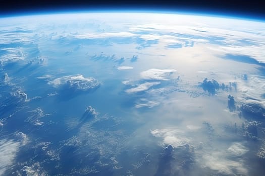 Earth horizon view from space. Satellite or plane view of the planet from stratosphere. Generated AI