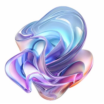 Fluid round 3D shape of liquid splash of holographic glass in motion. Iridescent liquid sphere. Generated AI