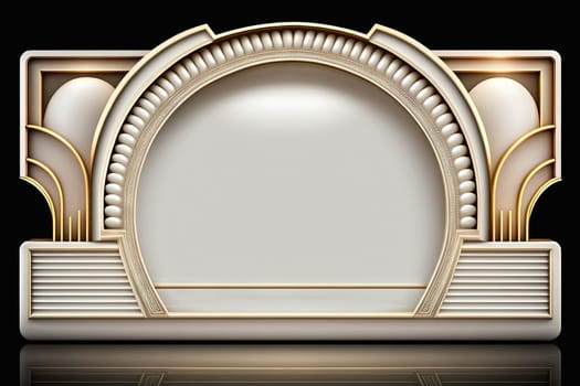 Golden art deco frame with ornament. Retro golden art deco or art nouveu frame in roaring 20s style. Generative AI