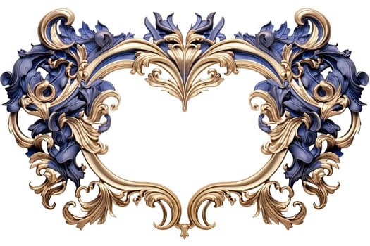 Golden ornamental frame in royal or empire style. Retro golden frame with vintage ornament. Generative AI