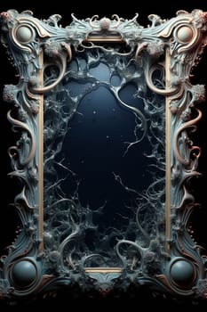 Ornate vintage frame in fantasy style with mysterious floral ornament. Fairy tale style retro frame. Generated AI.