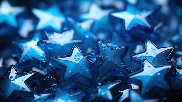 Abstract shiny background with blue glitter stars. Scattered star confetti sparkles with blue color. Generated AI