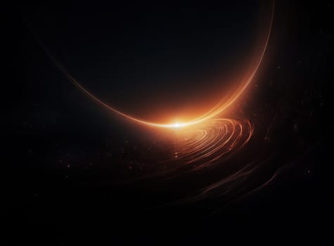 Light flare in the dark space. Abstract background with shiny lens glare effect. Generated AI